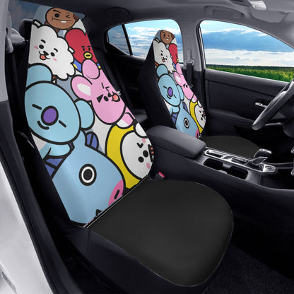 BTS BT21 Car Seat Covers - Set of 2 - BTS car seat covers - koya, rj, mang, shooky, chimmy, tata & cooky - army car - bts car - bts fan - Beyond The Shoppe