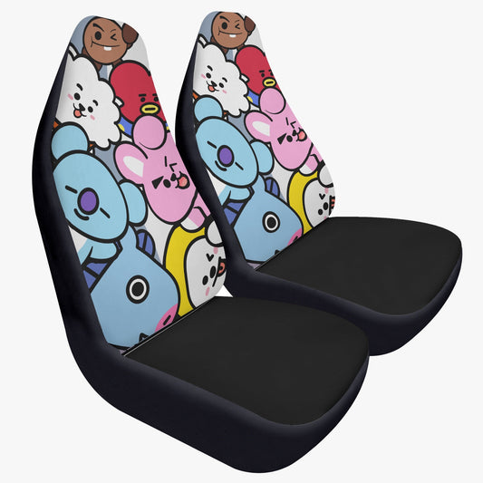 BTS BT21 Car Seat Covers - Set of 2 - BTS car seat covers - koya, rj, mang, shooky, chimmy, tata & cooky - army car - bts car - bts fan - Beyond The Shoppe