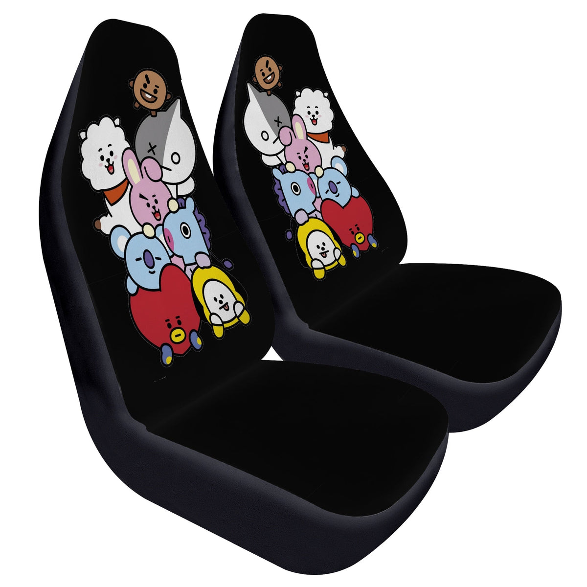 BTS BT21 Car Seat Covers - Set of 2 - BTS car seat covers - koya, rj, mang, shooky, chimmy, v & cooky - army car - bts car - bts fan - Beyond The Shoppe