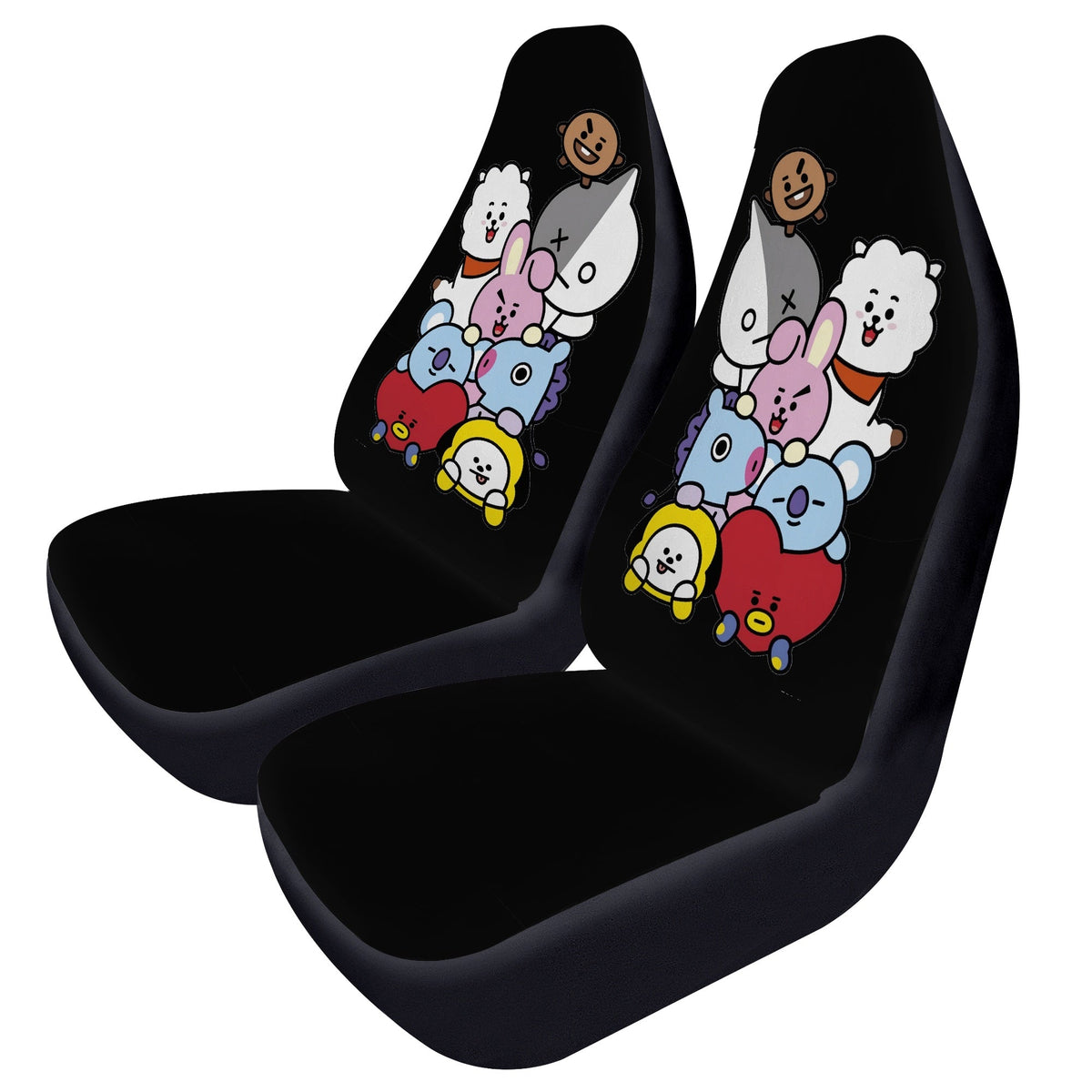 BTS BT21 Car Seat Covers - Set of 2 - BTS car seat covers - koya, rj, mang, shooky, chimmy, v & cooky - army car - bts car - bts fan - Beyond The Shoppe