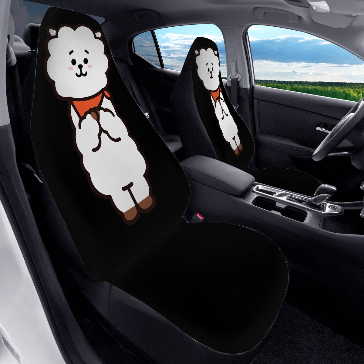 BTS BT21 Car Seat Covers - Set of 2 - RJ - 1 of 8 Designs to choose from! BTS car seat covers - Bangtan army car accessories - ARMY - Beyond The Shoppe