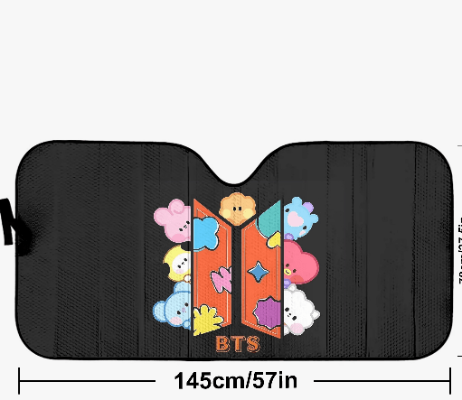 BTS BT21 Car Sun Shade - BT21 Car Sun Shade - Ships Immediately! Size Small - 51.2"x 27.5" - Beyond The Shoppe