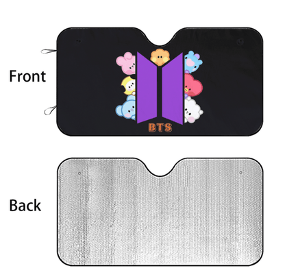 BTS BT21 Car Sun Shade - BT21 Car Sun Shade - Ships Immediately! Size Small - 51.2"x 27.5" - Beyond The Shoppe