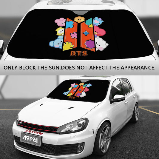 BTS BT21 Car Sun Shade - BT21 Car Sun Shade - Windshield Cover Visor - Gift for Bangtan Fan, Army Car Sunshade BTS - Beyond The Shoppe