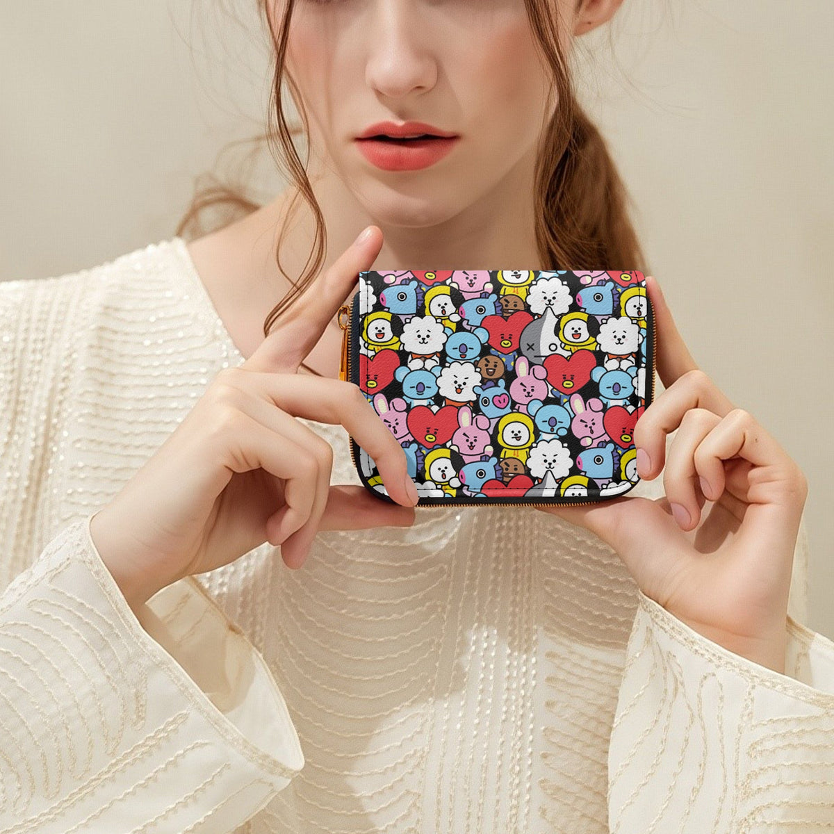 BTS BT21 Character Pattern Bifold Zipper Wallet K - Pop Merchandise - Great gift! - Beyond The Shoppe