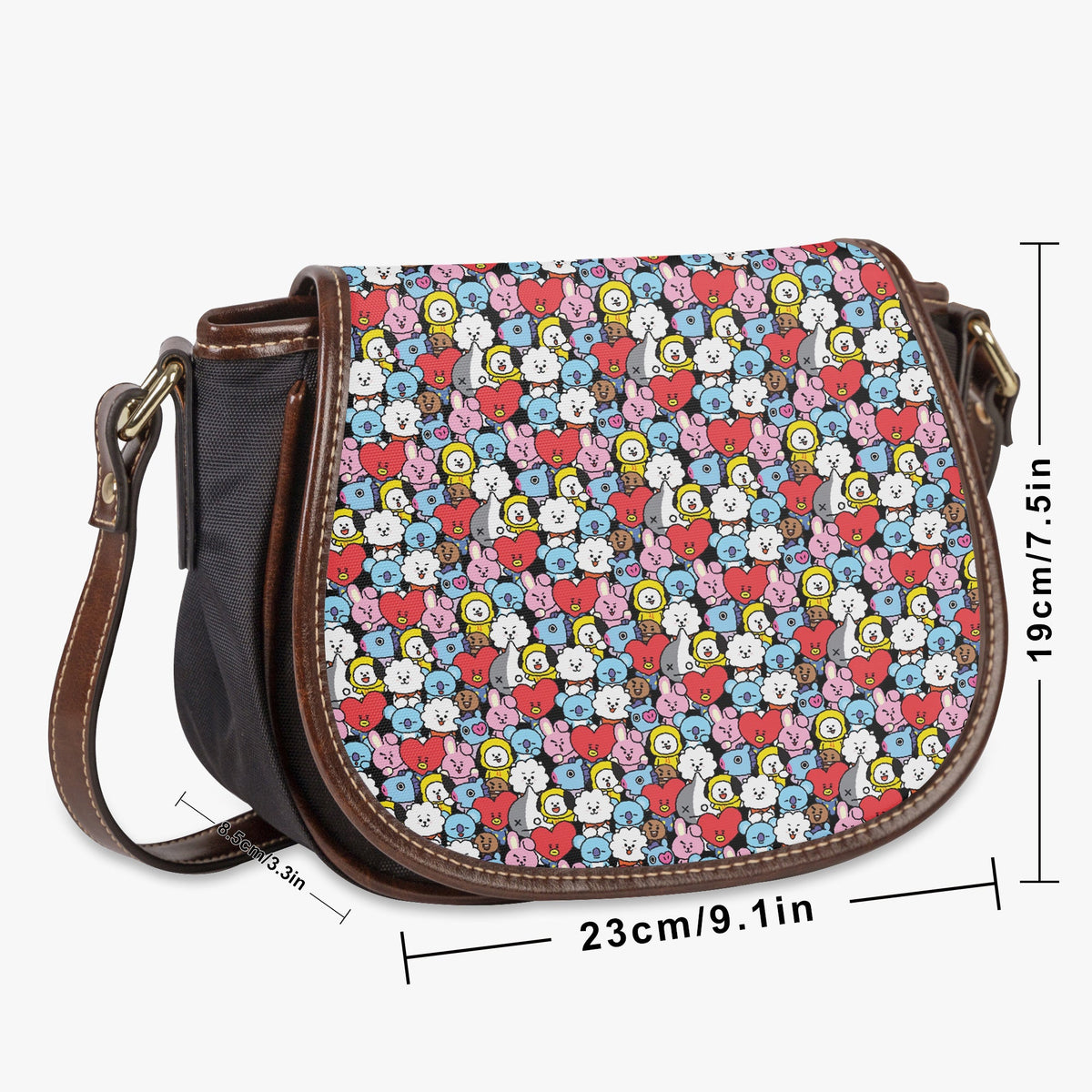 BTS BT21 Characters Flap Saddle Bag – Perfect Everyday Crossbody Purse - Chic & Cute Bag - Beyond The Shoppe