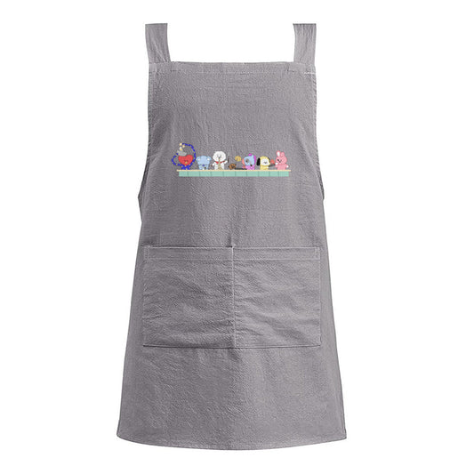 BTS BT21 Children's Apron - Korean literary style - 2 colors! Cotton Linen - Great for up & coming chefs! - Beyond The Shoppe