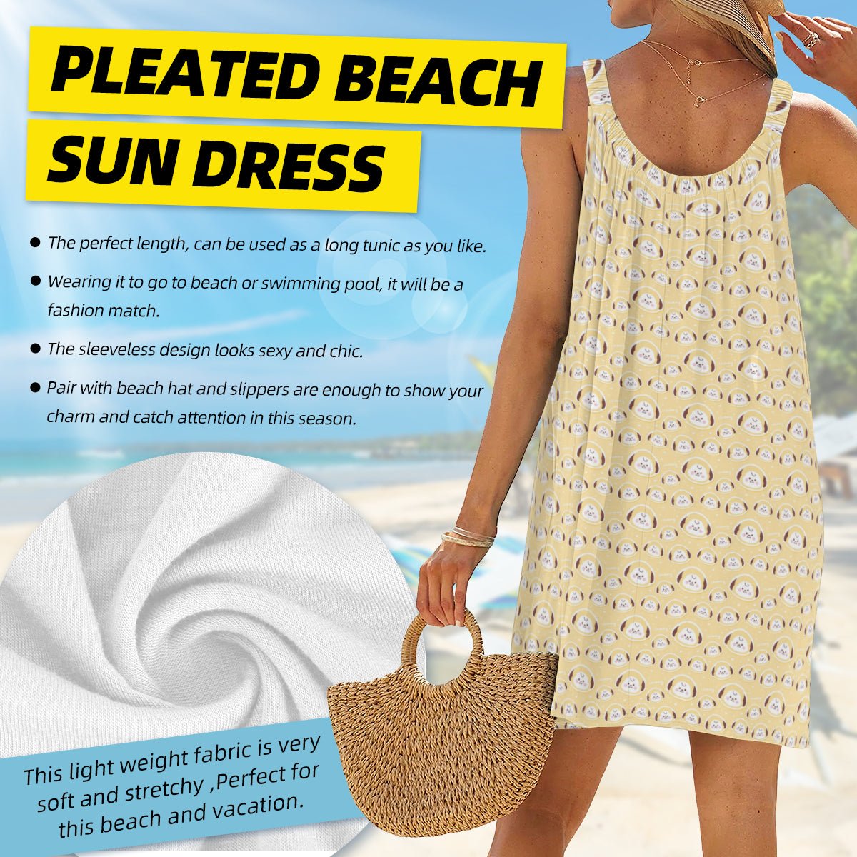 BTS BT21 Chimmy All - Over Print Women's Sleeveless Cami Dress - Beach Dress - Lounge Dress - Beyond The Shoppe