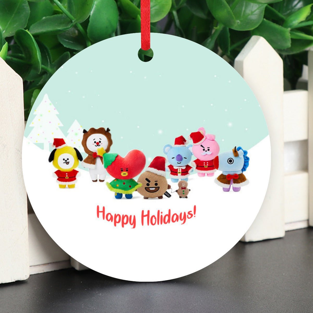 BTS BT21 Christmas Ornament - Single - Sided – High - Quality Aluminum Holiday Decor - Festive Decor - Beyond The Shoppe