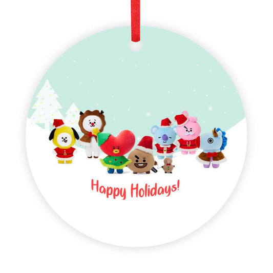BTS BT21 Christmas Ornament - Single - Sided – High - Quality Aluminum Holiday Decor - Festive Decor - Beyond The Shoppe