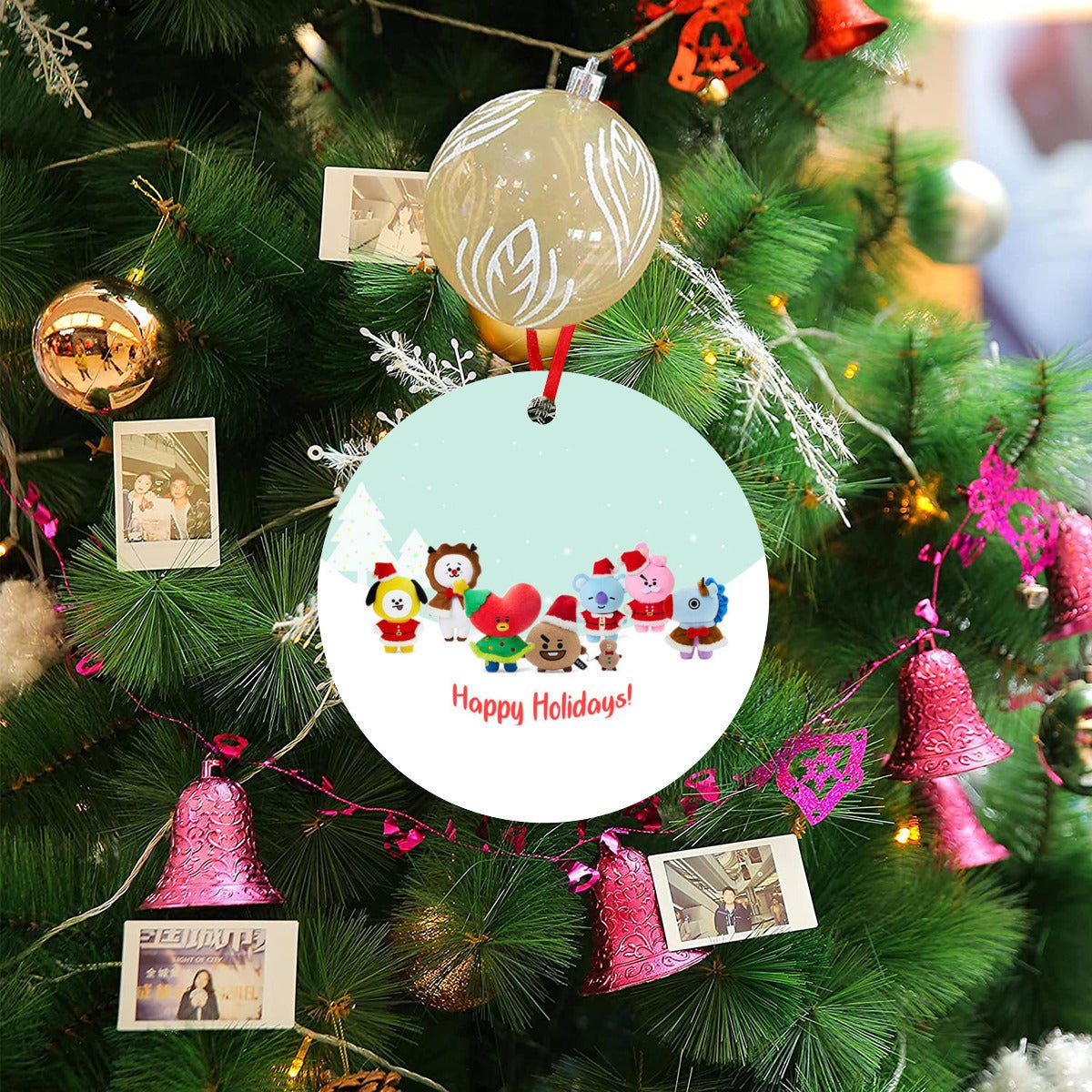 BTS BT21 Christmas Ornament - Single - Sided – High - Quality Aluminum Holiday Decor - Festive Decor - Beyond The Shoppe