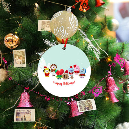 BTS BT21 Christmas Ornament - Single - Sided – High - Quality Aluminum Holiday Decor - Festive Decor - Beyond The Shoppe