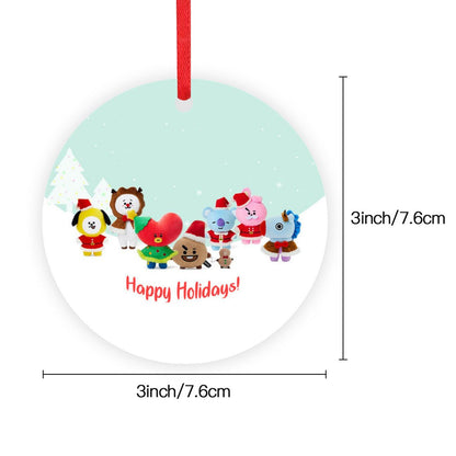 BTS BT21 Christmas Ornament - Single - Sided – High - Quality Aluminum Holiday Decor - Festive Decor - Beyond The Shoppe