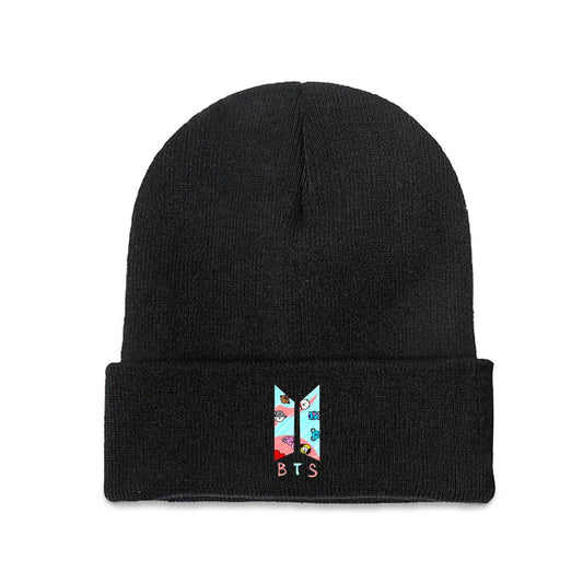 BTS BT21 Colorful Logo Beanie for Adults – Cozy Polyester Knit Hat - Stylish, Comfortable & Trendy Hat - Beyond The Shoppe