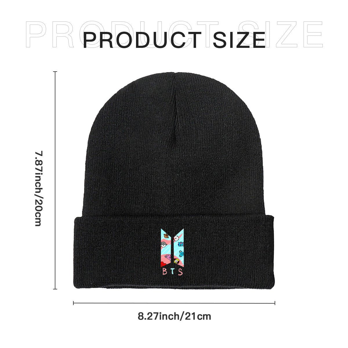 BTS BT21 Colorful Logo Beanie for Adults – Cozy Polyester Knit Hat - Stylish, Comfortable & Trendy Hat - Beyond The Shoppe