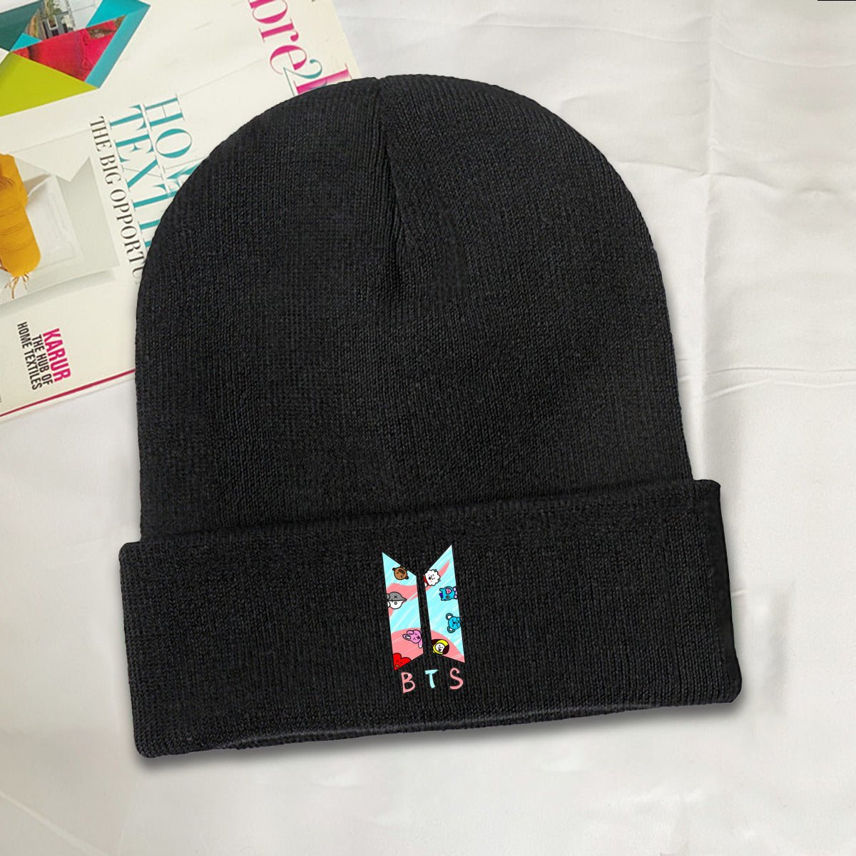 BTS BT21 Colorful Logo Beanie for Adults – Cozy Polyester Knit Hat - Stylish, Comfortable & Trendy Hat - Beyond The Shoppe