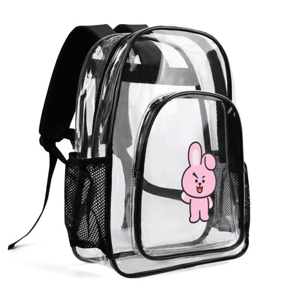 BTS BT21 Cooky Clear Backpack 17 Inch PVC Transparent Bookbag - Beyond The Shoppe