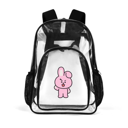 BTS BT21 Cooky Clear Backpack 17 Inch PVC Transparent Bookbag - Beyond The Shoppe