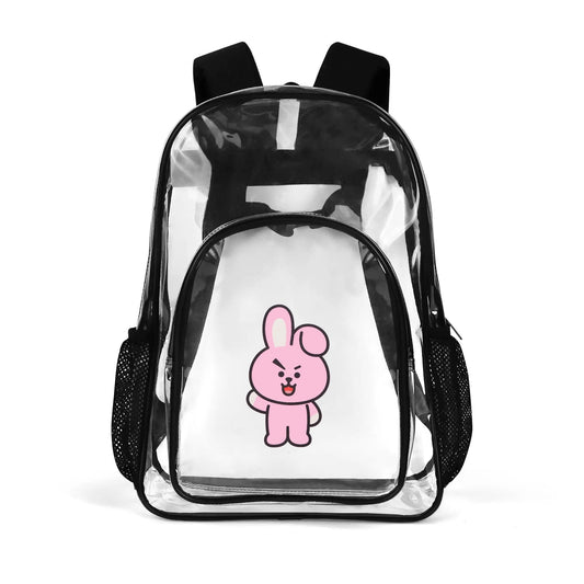 BTS BT21 Cooky Clear Backpack 17 Inch PVC Transparent Bookbag - Beyond The Shoppe