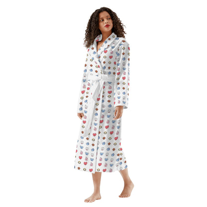 BTS BT21 Designed Women's Long Robe with 2 front pockets with all - over printed design - Beyond The Shoppe
