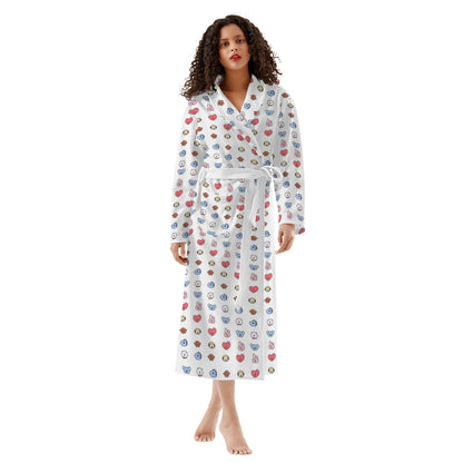 BTS BT21 Designed Women's Long Robe with 2 front pockets with all - over printed design - Beyond The Shoppe