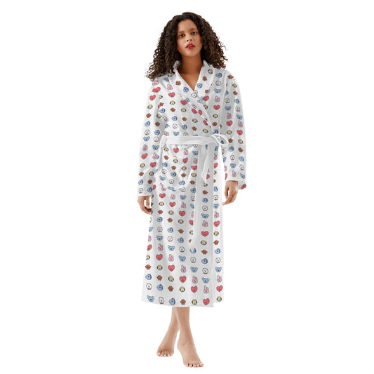 BTS BT21 Designed Women's Long Robe with 2 front pockets with all - over printed design - Beyond The Shoppe