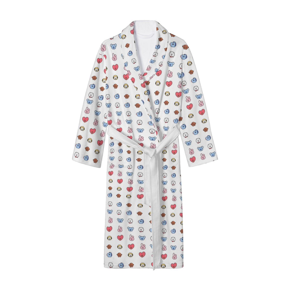 BTS BT21 Designed Women's Long Robe with 2 front pockets with all - over printed design - Beyond The Shoppe