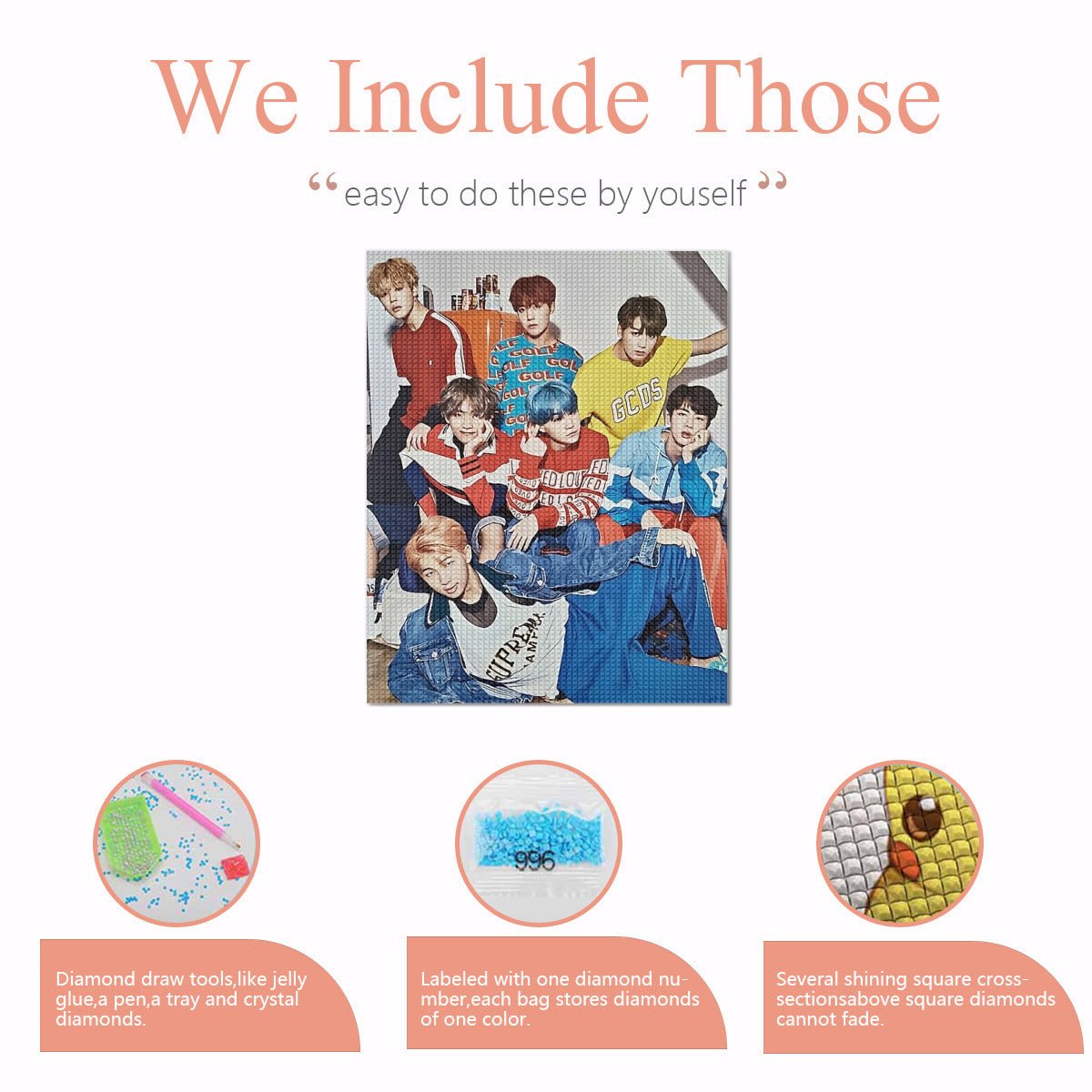 BTS BT21 Diamond Painting Kit - BTS Jimin Diamond Painting Kit - Kpop Bangtan Diamond Painting kit - Beyond The Shoppe