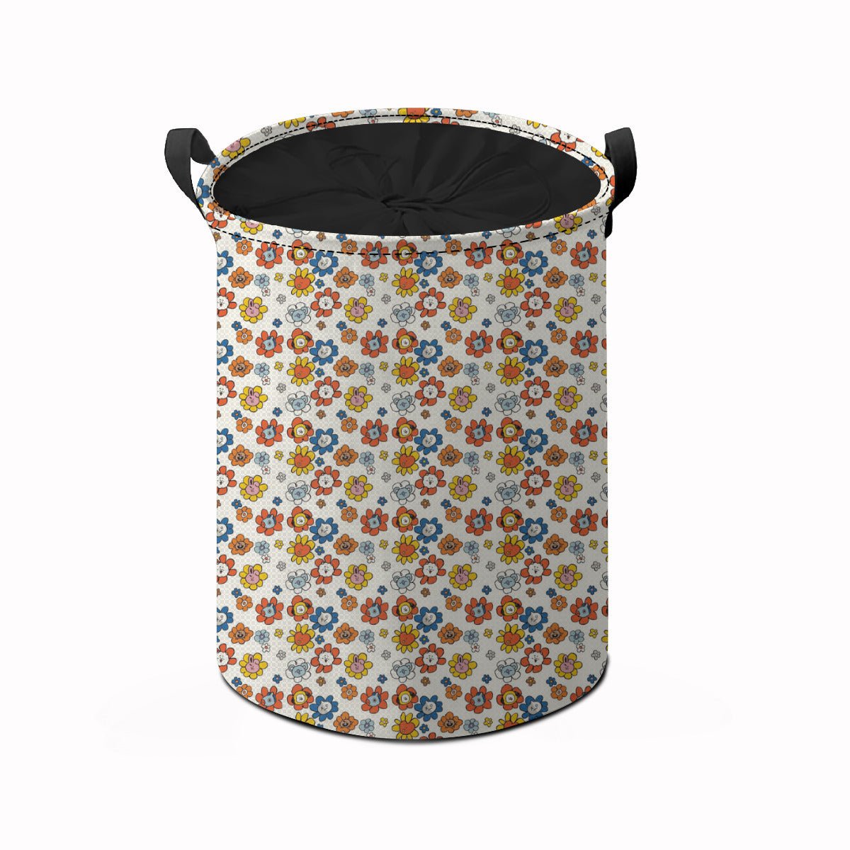 BTS BT21 Flower Pattern Laundry Basket With Drawstring - Kpop laundry bag - Beyond The Shoppe