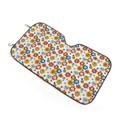 BTS BT21 Flower Pattern Windshield Sun Shade - Car sun visor - Car sun blocker - Windshield heat shield - Auto sunshade - Beyond The Shoppe