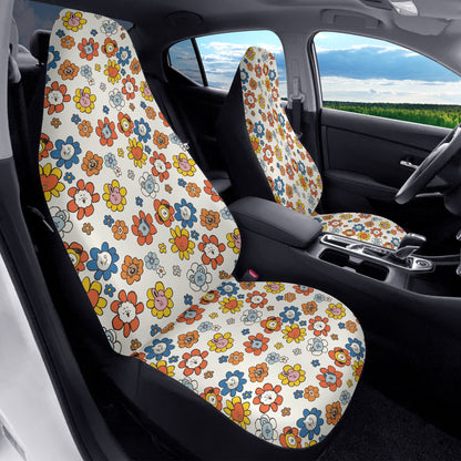 BTS BT21 Flowers Themed Car Seat Covers - Set of 2 - BTS car seat cover - bangtan army car accessories - bts car - bts fan - Beyond The Shoppe