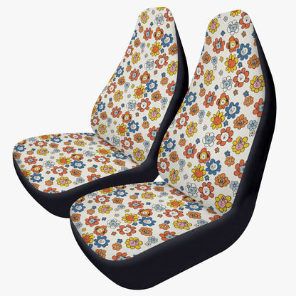 BTS BT21 Flowers Themed Car Seat Covers - Set of 2 - BTS car seat cover - bangtan army car accessories - bts car - bts fan - Beyond The Shoppe