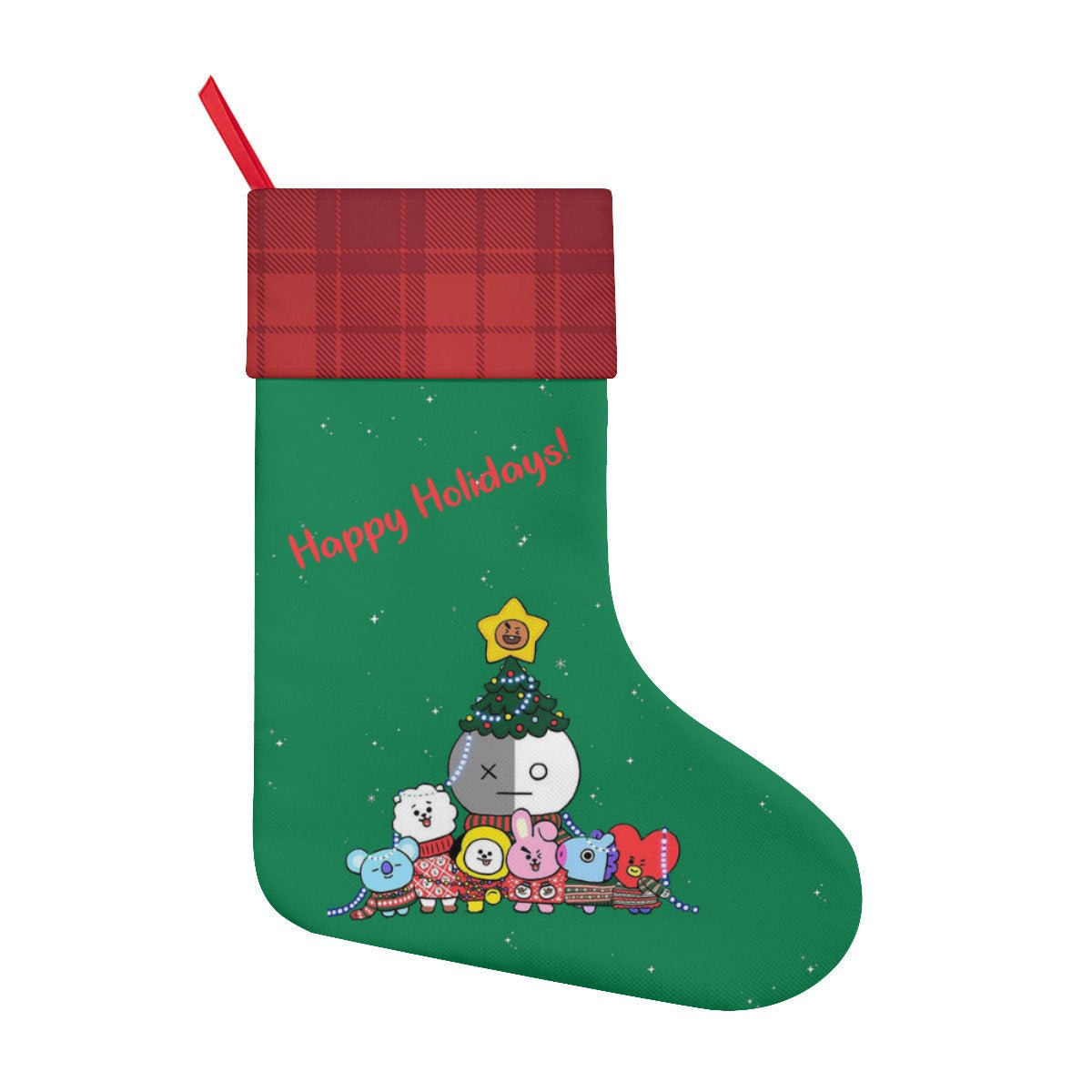BTS BT21 Happy Holidays Classic Holiday 16 - Inch Linen Christmas Stocking – Decor, Soft & Durable - Beyond The Shoppe