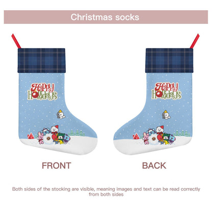 BTS BT21 Happy Holidays Fun in the Snow! Classic Holiday 16 - Inch Linen Christmas Stocking – Decor, Soft & Durable - Beyond The Shoppe