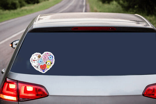 BTS BT21 In A Heart Vinyl Decals, Fun Stickers - Water, UV and Scratch Resistant! - Beyond The Shoppe