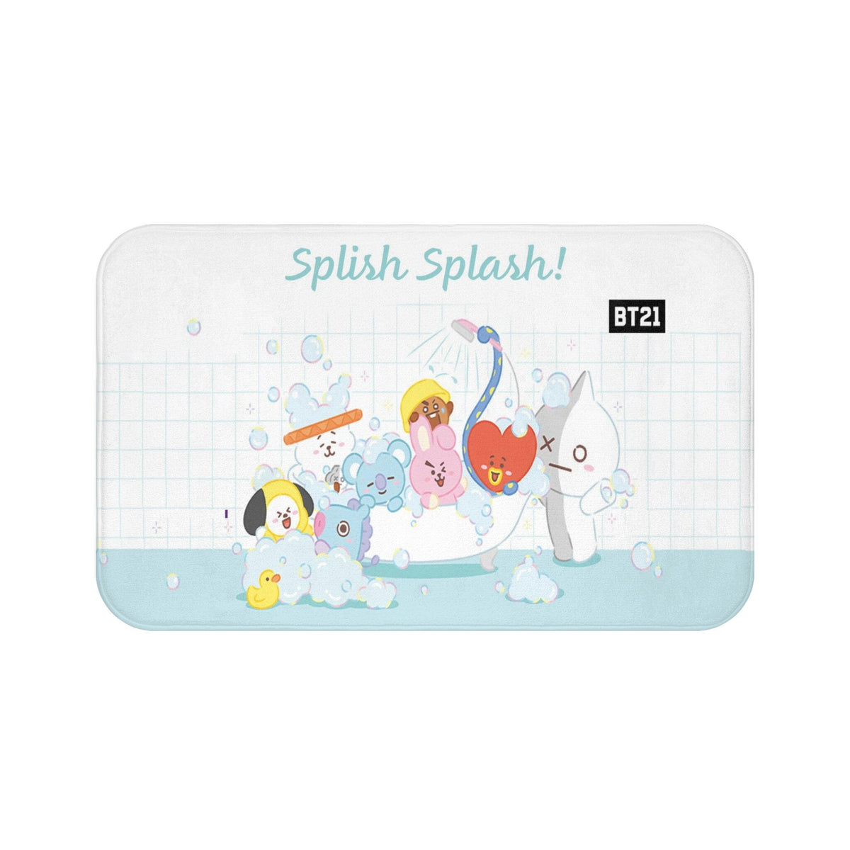 BTS Bt21 Inspired Splish Splash Bath Mat - Perfect BTS bathroom accessory! BTS bath rug - great gift for your Army friend! - Beyond The Shoppe