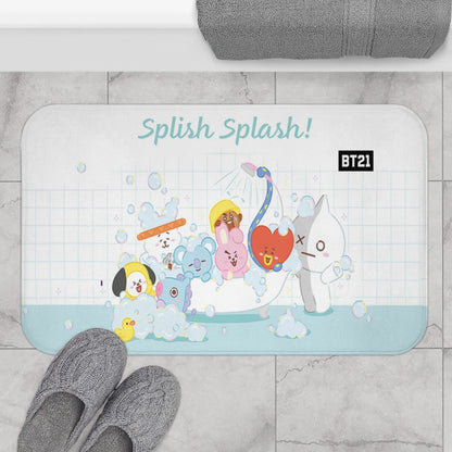 BTS Bt21 Inspired Splish Splash Bath Mat - Perfect BTS bathroom accessory! BTS bath rug - great gift for your Army friend! - Beyond The Shoppe