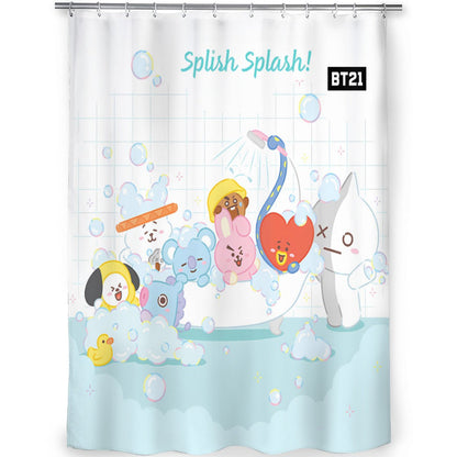 BTS BT21 Inspired Splish Splash! Shower Curtain - Ultimate bathroom accessory! Great home warming gift for your favorite Army! - Beyond The Shoppe