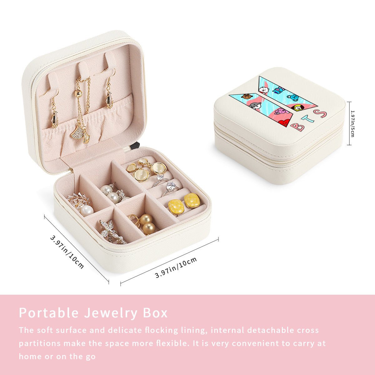 BTS BT21 Jewelry Box - Jewelry Organizer - 5 Colors! BTS accessories - bts jewelry - bts travel jewelry box - Jewelry organizer - Army gift - Beyond The Shoppe