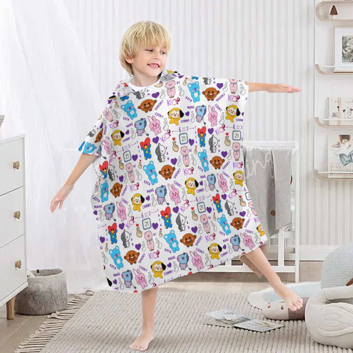 BTS BT21 Kids Hooded Towel! Great for bath time, the pool or beach! - Beyond The Shoppe