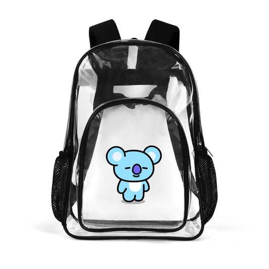 BTS BT21 Koya Clear Backpack 17 Inch PVC Transparent Bookbag - Beyond The Shoppe