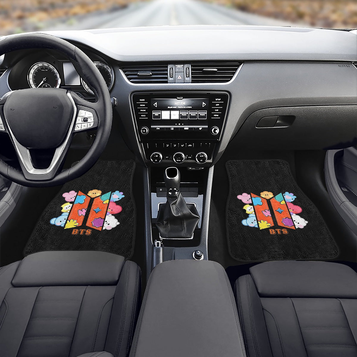 BTS BT21 Logo Car Mats - Set of 2 Front Mats - BTS Car Accessories - Bangtan Car mats - Kpop car mats - Beyond The Shoppe