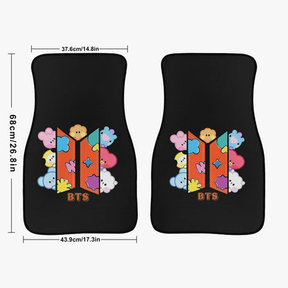 BTS BT21 Logo Car Mats - Set of 2 Front Mats - BTS Car Accessories - Bangtan Car mats - Kpop car mats - Beyond The Shoppe