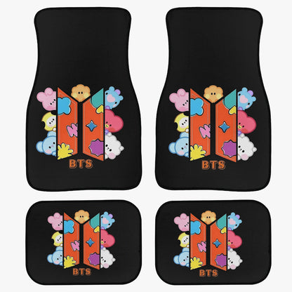 BTS BT21 Logo Car Mats - Set of 4 (2 front & 2 back) - BTS Car Accessories - Bangtan Car mats - Kpop car mats - Beyond The Shoppe