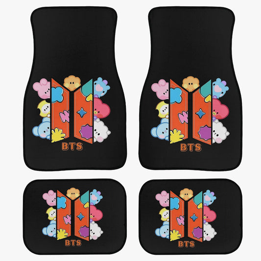 BTS BT21 Logo Car Mats - Set of 4 (2 front & 2 back) - BTS Car Accessories - Bangtan Car mats - Kpop car mats - Beyond The Shoppe