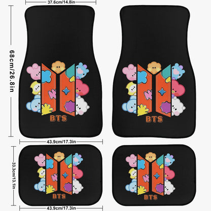 BTS BT21 Logo Car Mats - Set of 4 (2 front & 2 back) - BTS Car Accessories - Bangtan Car mats - Kpop car mats - Beyond The Shoppe