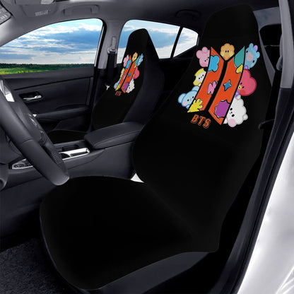 BTS BT21 Logo Car Microfiber Seat Covers - Set of 2 - BT21 Colorful logo car seat covers - bangtan army car accessories - ARMY gift - Beyond The Shoppe