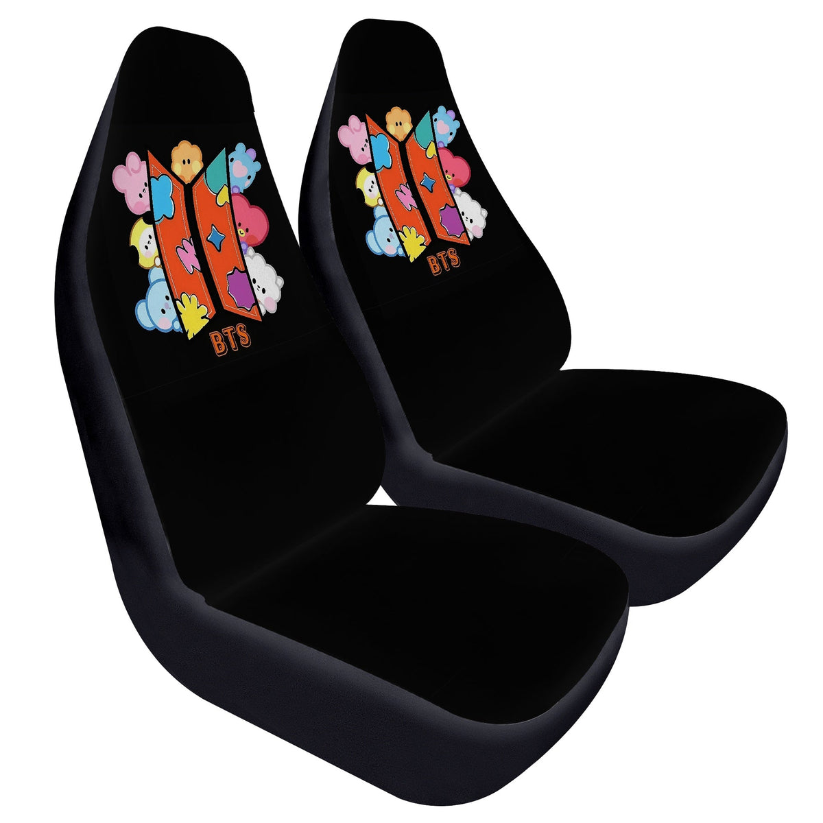 BTS BT21 Logo Car Microfiber Seat Covers - Set of 2 - BT21 Colorful logo car seat covers - bangtan army car accessories - ARMY gift - Beyond The Shoppe