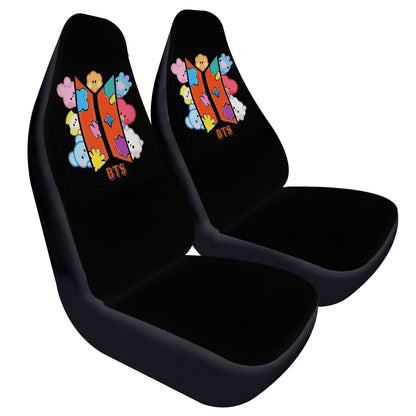 BTS BT21 Logo Car Microfiber Seat Covers - Set of 2 - BT21 Colorful logo car seat covers - bangtan army car accessories - ARMY gift - Beyond The Shoppe