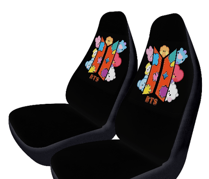 BTS BT21 Logo Car Microfiber Seat Covers - Set of 2 - Immediate shipping! - Beyond The Shoppe